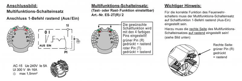 WTS - Feuerwehrschalter mit 1 Rast-Kontakt (1S + 1Ö) AUS/ EIN, Wassergeschützt - IP 54