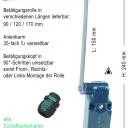 WTS - Schlaffseilschalter mit Betätigungsrolle Rollenlänge 90mm RECHTS montiert Wassergeschützt - IP 67