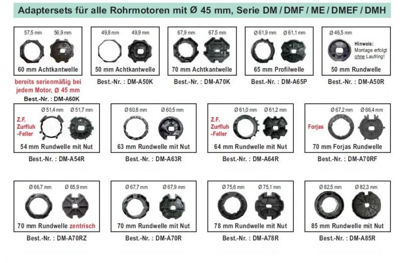 WTS - FUNK Rohrmotoren Serie DMF 433,92 Mhz mit mechanischer Endabschaltung für Rollläden und Markisen