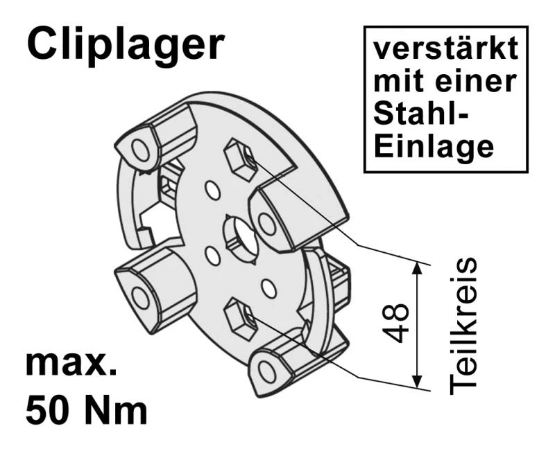 WTS - Vorbaukasten - Markisenlager AM2-L110 für AM2 und AE2 Rohrantriebe Max 50Nm