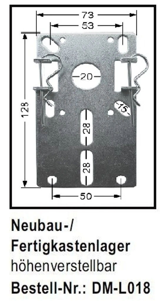 WTS - Neubau- Fertigkastenlager  DM-L018 für Rohrmotoren  Ø 45 mm Serie DM - DMF - ME