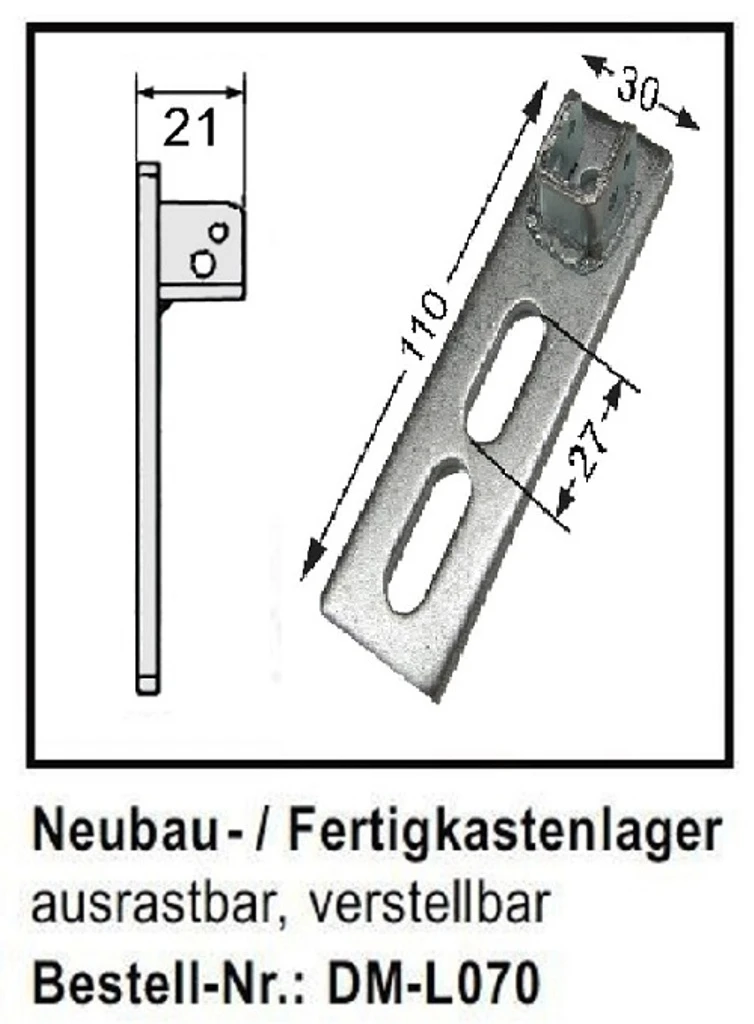 WTS - Neubau - Fertigkastenlager DM-L070 für Rohrmotoren  Ø 45 mm Serie DM - DMF - ME