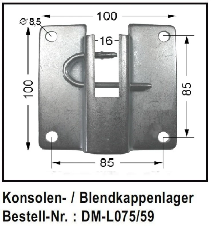 WTS - Konsolen-/Blendkappenlager für 16 mm Vierkantstift DM-L075-59