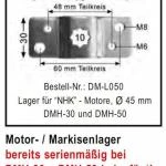 WTS - Motor Markisenlager DM-L050 für NHK - Rohrmotoren  Ø 45 mm Typ  DMH-30 und DMH-50