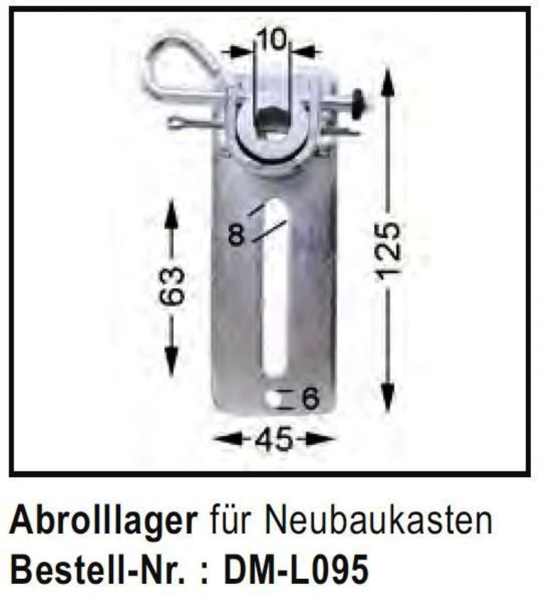 WTS - Abrolllager für Neubaukasten DM-L095 für NHK - Rohrmotoren  Ø 45 mm Typ  DMH-30 und DMH-50