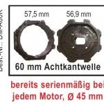 WTS - Adapterset DM-A60K  60 mm Achtkantwelle für alle Rohrmotoren  Ø 45 mm