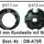 WTS - Adapterset DM-A70R : 70 mm Rundwelle mit Nut für alle Rohrmotoren  Ø 45 mm, Serie