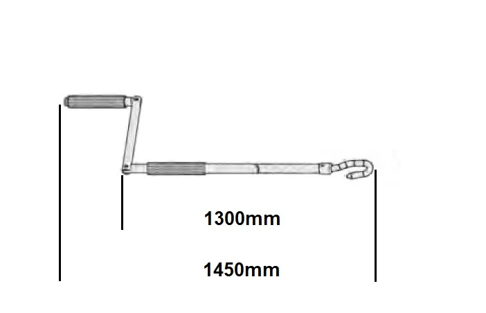 WTS - Kurbelstange flexibel, Länge: 1450 mm 1300 mm geknickt