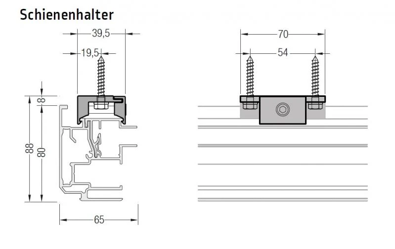 Seitenbesfestigung inkl .Schienenhalter - für Lewens Portofino Unterglasmarkise