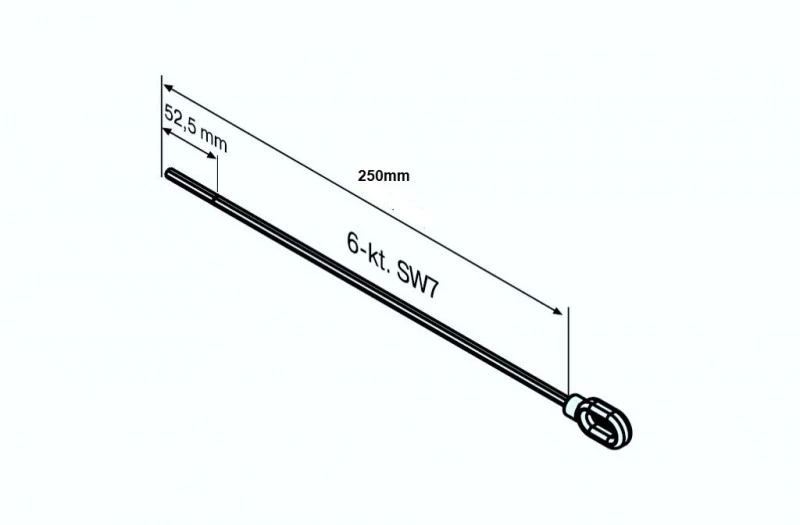  Öse mit Sechskantstab SW 7 mm 250-HK  für Becker Rohrantriebe mit Handkurbelanschluss, länge 250mm