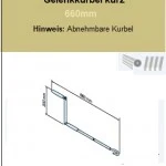 Gelenkkurbel kurz Abnehmbar  L=660mm mit Kurbelhaken für Rohrantriebe mit Handkurbelanschluss