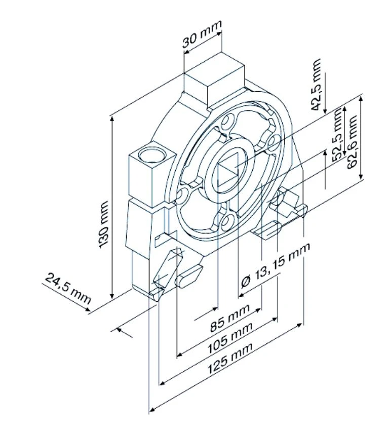 Abrollsicherung TA-0-RD 4-Kant, 16 mm  für Rohrantriebe mit Handkurbelanschluss