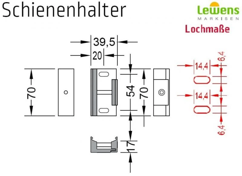 Montagefuße inkl. Schienenhalter - für Lewens Anconan Aufglasmarkise