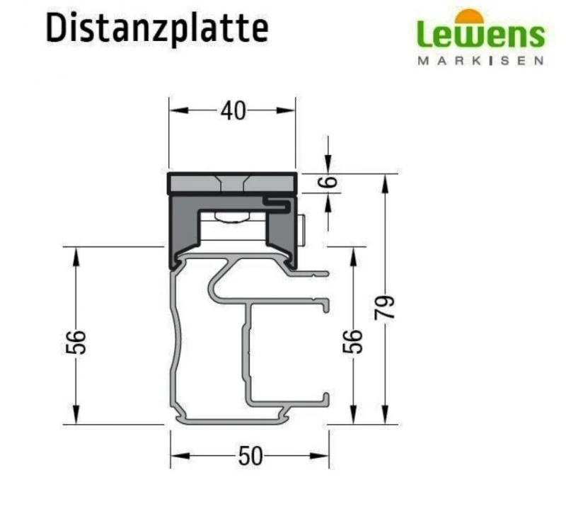 Distanzplatte inkl. Schienenhalter - für Lewens Anconan Unterglasmarkise