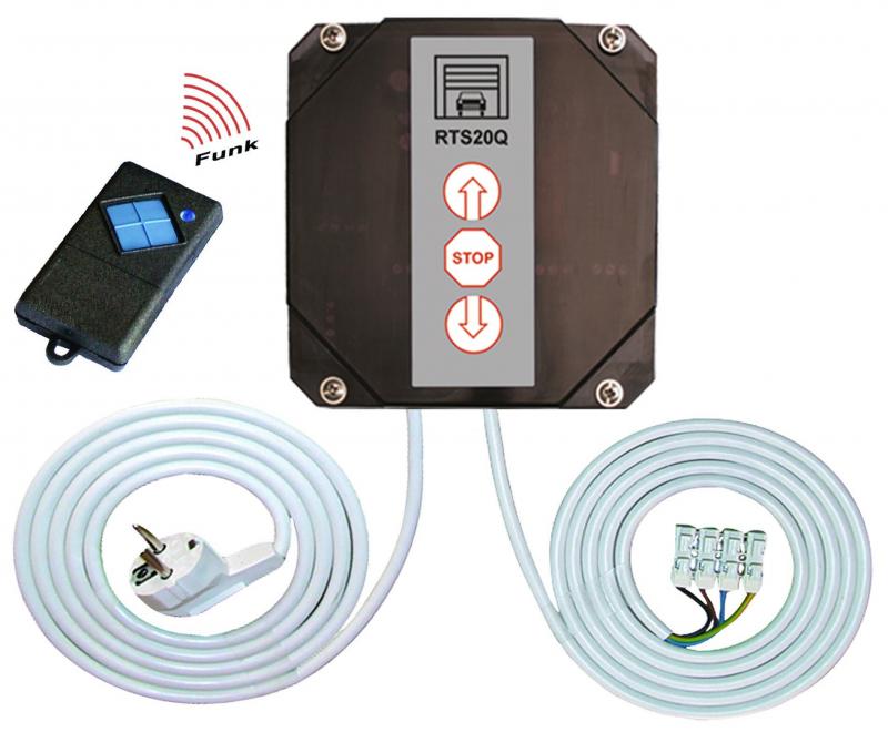 WTS - RTS-20Q-SET Rolltorsteuerung , verkabelt, mit eingelerntem Handsender S10-1K868 MHz zur Ansteuerung von 230V AC Rohrantrieben