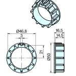 Adapter Zwischenring 50x1,5 für Becker Antriebe P Serie für umbau auf Größere Welle