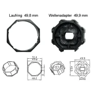 WTS - Adapterset DM-A50K : 50 mm Achtkantwelle für alle Rohrmotoren  Ø 45 mm, Serie