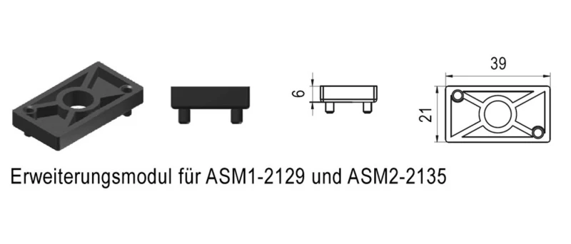 WTS - Erweiterungsmodul 39x21x6 mm, für modulare Auflaufstopper ASM1 und 2