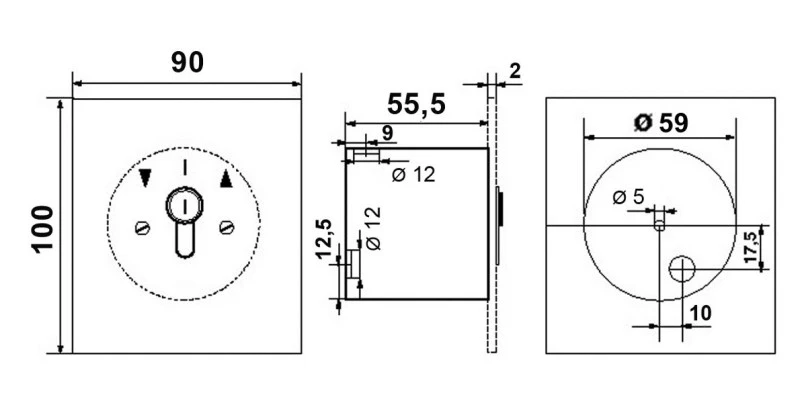 Miniatur - Schlüsseltaster Typ: MSR1-1T, mit 1 Tast-Kontakt (Impuls),  IP 54