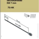 Öse mit Sechskantstab SW 7 mm 70-HK  für Becker Rohrantriebe mit Handkurbelanschluss, länge 70mm  